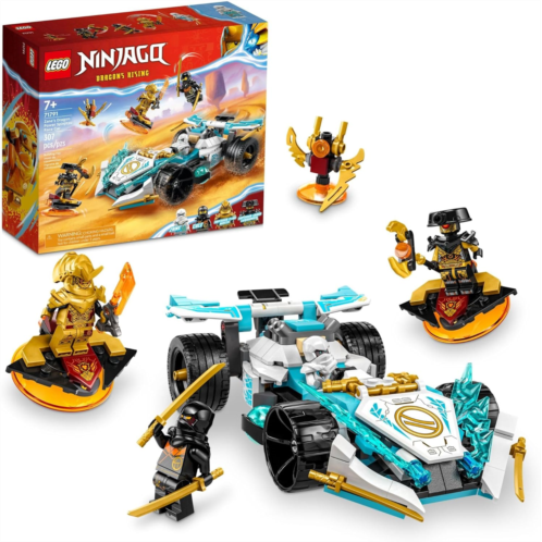 LEGO NINJAGO Zanes Dragon Power Spinjitzu Race Car 71791 Building Toy Set, Features a Ninja Car, 2 Hover Flyers, Dragon Toy, and 4 Minifigures, Gift for Kids Aged 7+