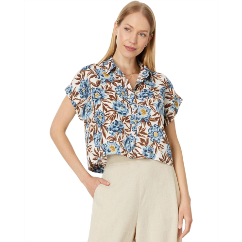Madewell Crop Dolman Shirt in Floral 100% Linen