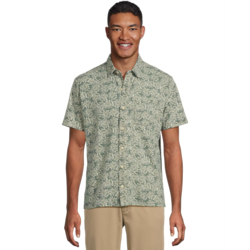 L.L.Bean Mens LLBean Lakewashed Performance Button Front Shirt Short Sleeve Traditional Fit Print