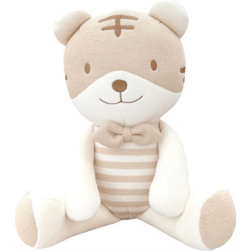JOHN N TREE Organic Super Soft Organic Cotton Baby First Friend, Attachment Doll for Baby, Pillow Buddy, Plush Animal Toys, Stuffed Animal Tiger, Honey Baby Tiger