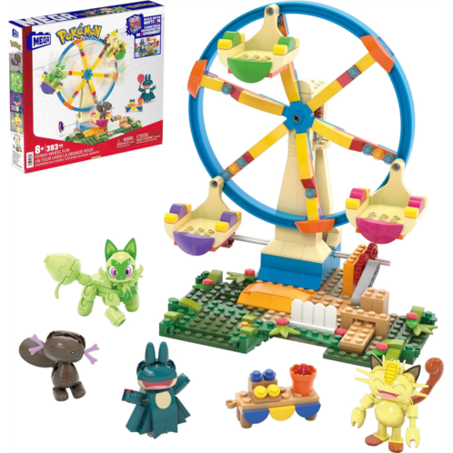 Mega Pokemon Building Toys Set Ferris Wheel Fun with 393 Pieces, 4 Poseable Characters, 5+ Inches Tall, for Kids