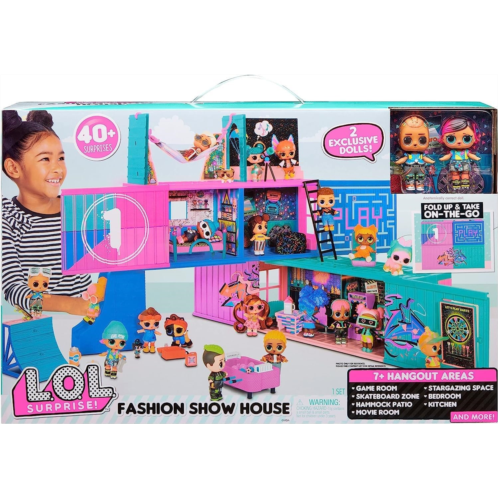 L.O.L. Surprise! Fashion Show House Playset with 40+ Surprises, Including Exclusive Girl & Boy Dolls, 3 Feet Wide, 7 Play Areas, Holiday Toys, Great Gift for Kids Ages 4 5 6+ Years