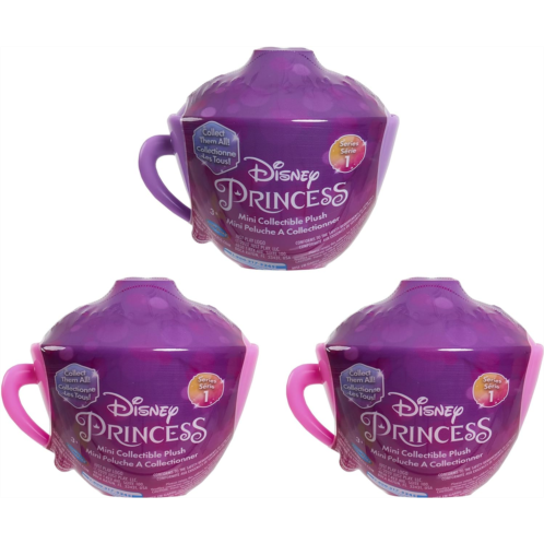 Disney Princess Mini Teacup Capsule Plushie, 3-Pack Set, Collectible Mini Plushie, Styles May Vary, Officially Licensed Kids Toys for Ages 3 Up by Just Play