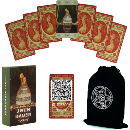 Aumtok John Bauer Tarot Cards Miniature Version Set with PDF-Guidebook & Flannel Bag, Tarot Cards for Beginners, 78 Tarot Deck with Meanings on Them Suite for Game Props in Indoor
