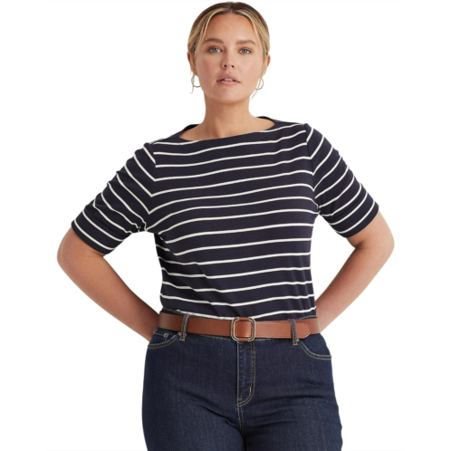 POLO RALPH LAUREN Womens Lauren Ralph Lauren Plus Size Striped Boatneck Top