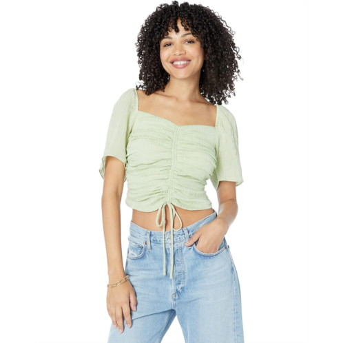 WAYF Secrets Kept Gathered Flutter Sleeve Top