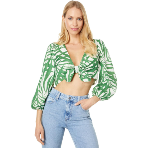 Kate Spade New York Palm Fronds Tie Front Top