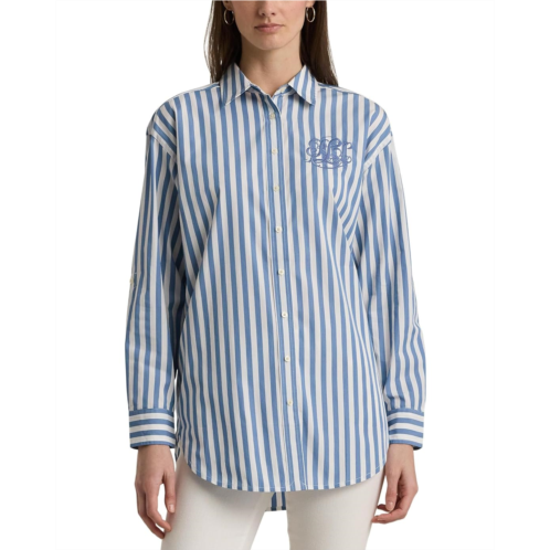 POLO Ralph Lauren LAUREN Ralph Lauren Oversize Striped Cotton Broadcloth Shirt