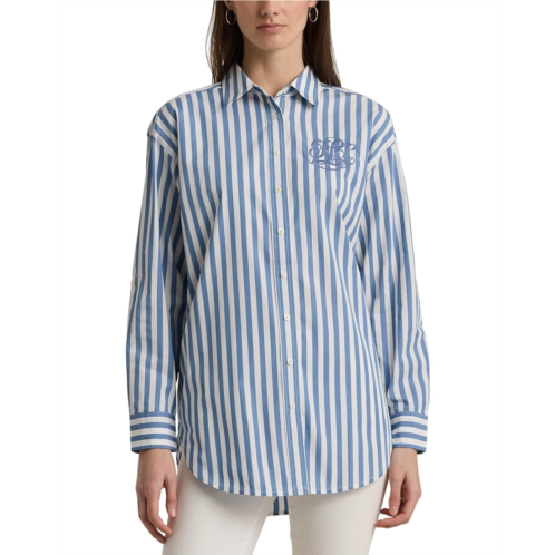 POLO RALPH LAUREN Womens Lauren Ralph Lauren Oversize Striped Cotton Broadcloth Shirt