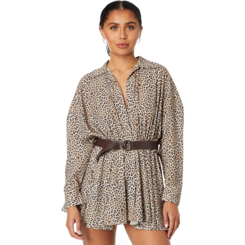 Norma Kamali Super Oversized Boyfriend NK Shirt Flared Mini Dress