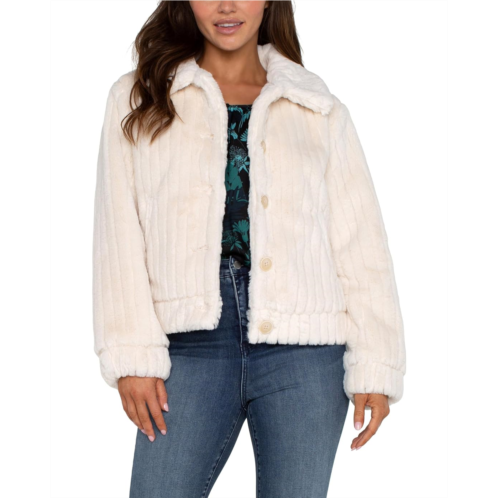 Liverpool Los Angeles Fur Trucker Jacket Striped Faux Fur