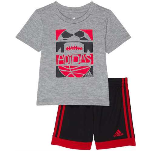 Adidas Kids Poly Melange Tee& Shorts Set (Infant)