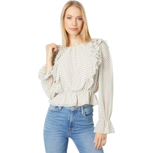 1.STATE Long Sleeve Ruffle Front Shirred