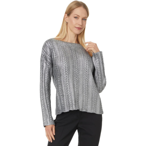 Womens Elliott Lauren Foiled Cable - Cable Sweater with Foil Coating
