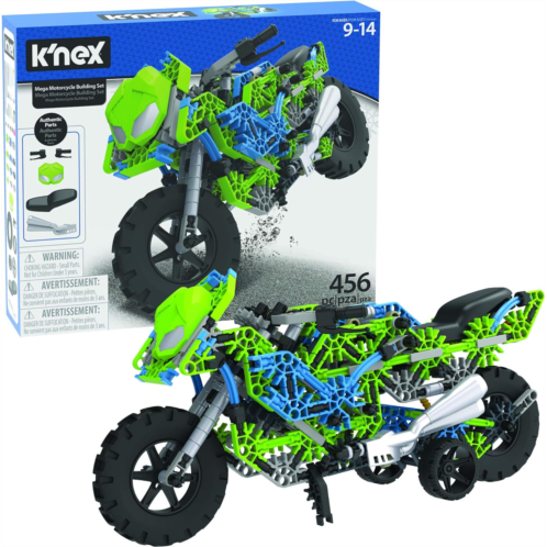 KNEX Mega Motorcycle Building Set - Ages 9+ - 456 Parts - Working Suspension, Authentic Replica Model, Advanced Stem Building Toy for Boys & Girls - 14.5 L X 6 H