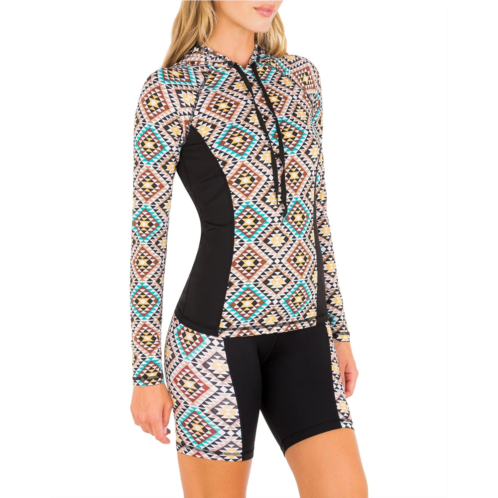 Womens Hurley Mosaic Geo Long Sleeve Hoodie Rashguard