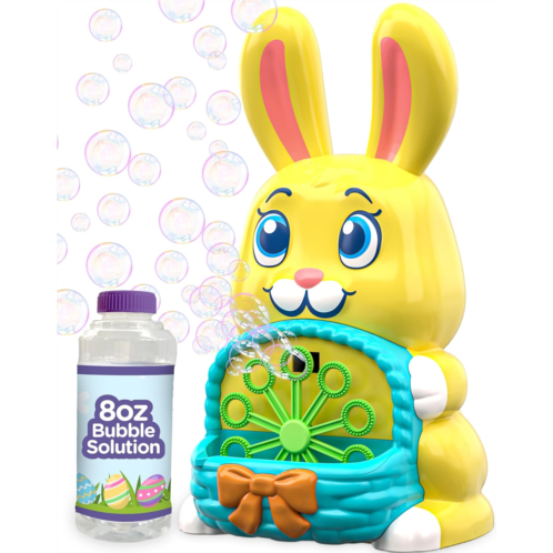 Move2Play Easter Bubble Maker for Kids and Toddlers Bunny Bubble Maker for Girls and Boys Ages 4-8, Easter Basket Stuffers, Outdoor Bubbles Toys Party Easter Gifts