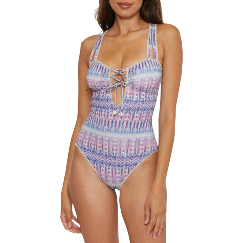 Womens BECCA Tulum Kylam Metallic Bandeau One Piece