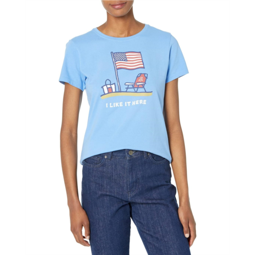 Life is Good I Like It Here America Short Sleeve Crusher Tee