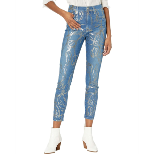7 For All Mankind High-Waist Ankle Skinny in Sketchy Floral Foil