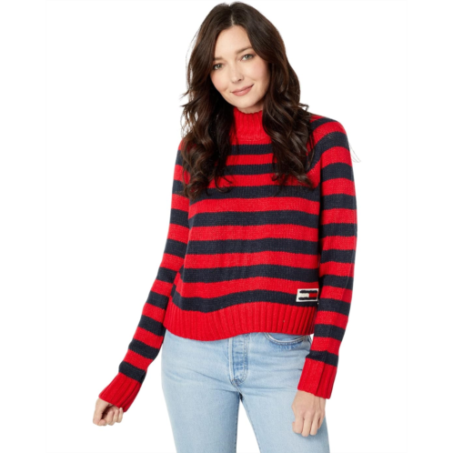 Tommy Jeans Mock Neck Stripe Sweater