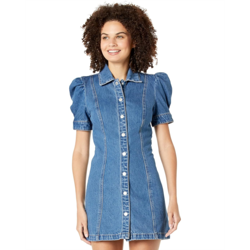 Womens Blank NYC Puff Sleeve Denim Mini Dress in Walk in The Park