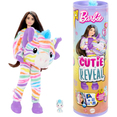 Barbie Cutie Reveal Doll & Accessories, Color Dream Series, Rainbow Zebra Costume & 10 Surprises Including Color Change