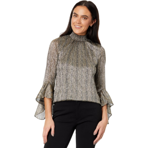 Womens Vince Camuto Shirred Mock Neck Blouse