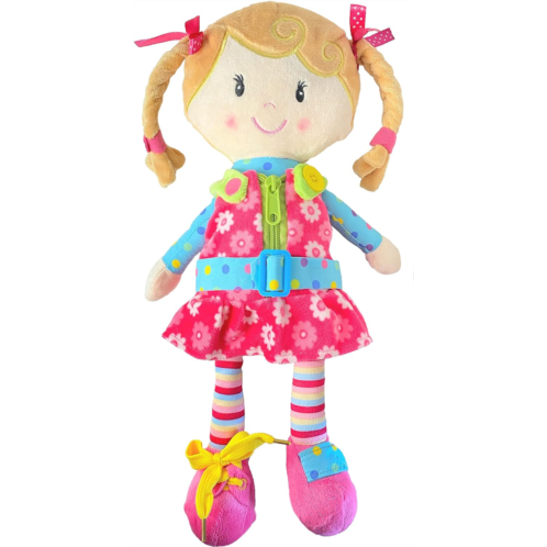Snuggle Stuffs Sugar Snap Plush Learn to Dress Doll for Toddlers - 15 - Doll for 2 Year Old Girl - Montessori Doll