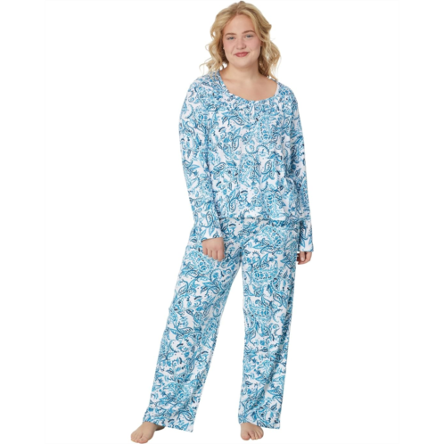 Womens Karen Neuburger Plus Size Long Sleeve Henley Pajama Set