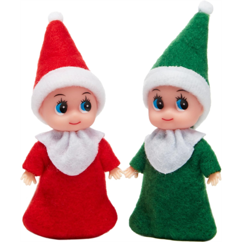 JOYIN Christmas 2PCS Tiny Elf Doll Christmas with 1 red and 1 Green elf Doll,Holiday Decoration Accessories Tiny Gift for Girls Boys Kids Adults