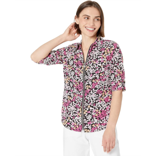 Michael Michael Kors Petite Floral Lock Zip Shirt