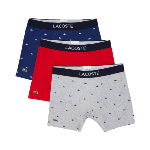 Mens Lacoste Boxer Briefs 3-Pack Casual Lifestyle All Over Print Croc