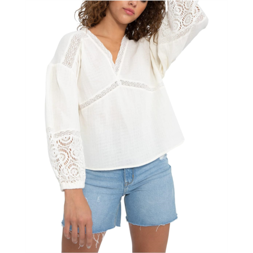 Womens Sanctuary Heirloom Gauze with Lace Popover Top