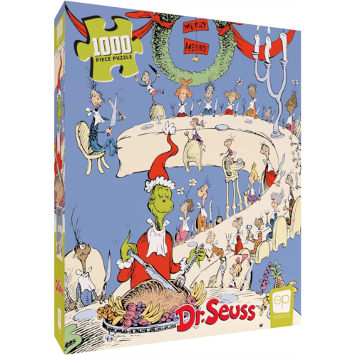 USAOPOLY Dr. Seuss “The Grinch Feast” 1000 Piece Jigsaw Puzzle Collectible Puzzle Featuring The Grinch Artwork Celebrating Classic Childrens Book Officially-Licensed Dr. Seuss Puzzle & Merc