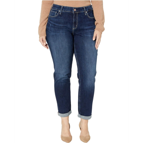 Silver Jeans Co. Plus Size Boyfriend Mid-Rise Slim Leg Jeans in Indigo