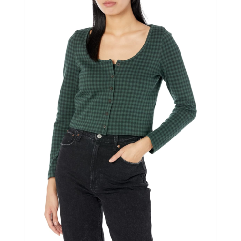 Madewell Pepper Cropped Cardigan Birdseye Check