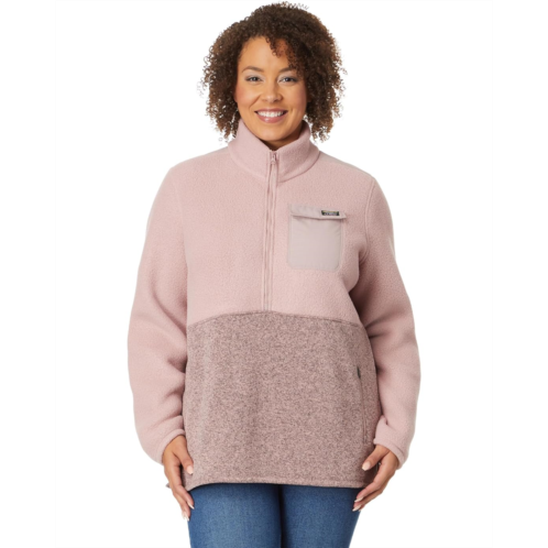L.L.Bean Womens LLBean Plus Size Sweater Fleece Sherpa Hybrid Color-Block