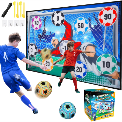 VATOS Soccer Ball Game Set for Kids, Indoor Outdoor Backyard Toss Soccer Goal Game with Velcro Balls, Foldable Flannel Goals, Toddlers Gift for 3 4 5 6 7 8 Year Old Boy Toys Birthd