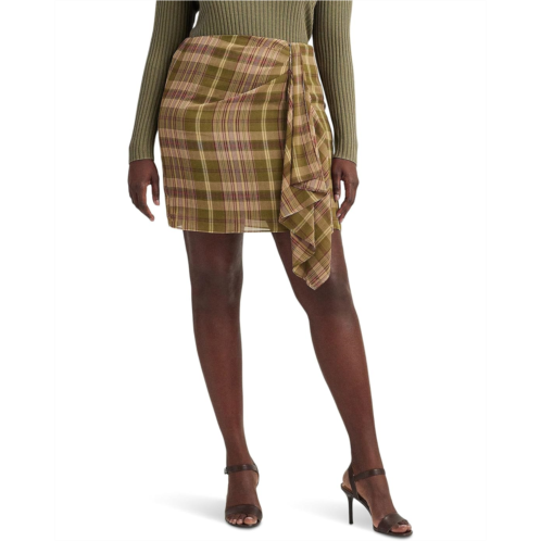 POLO Ralph Lauren Womens LAUREN Ralph Lauren Plus Size Plaid Ruffle-Trim Georgette Skirt