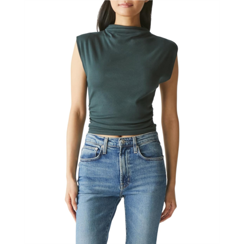 Michael Stars Amara Mock Neck Powershoulder Top