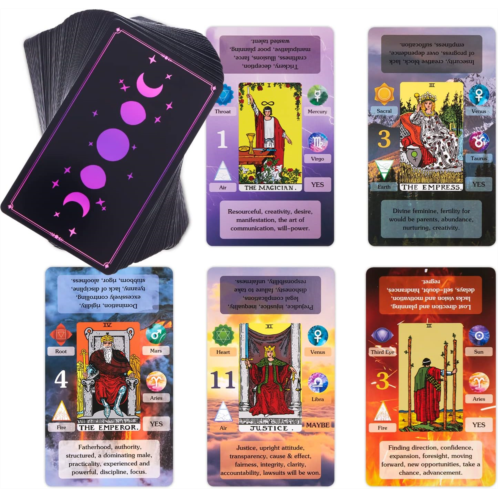 BWTY Best wishes to you BWTY Tarot Cards Set with Guide Book and 7 Chakra Cards. Learning Tarot Cards Deck for Beginners with Meanings on Them, Keywords, Astrology (Planet Zodiac), Yes or No, Elements