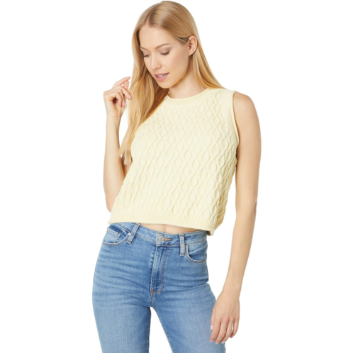1.STATE Sleeveless Cable Crew Neck Sweater