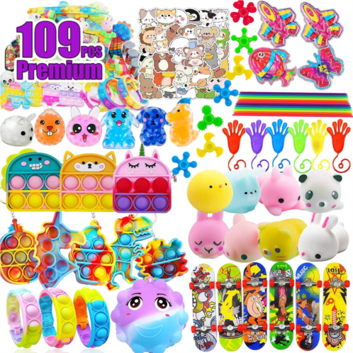 HAICORO 109 PCS Premium Party Favors Toys for Kids,Assortment Mini Pop Fidget it Toys for All Ages Kids,Classroom Prizes,Treasure Chest, Prize Box Toys, Goody Bag Fillers,Carnival Prizes f