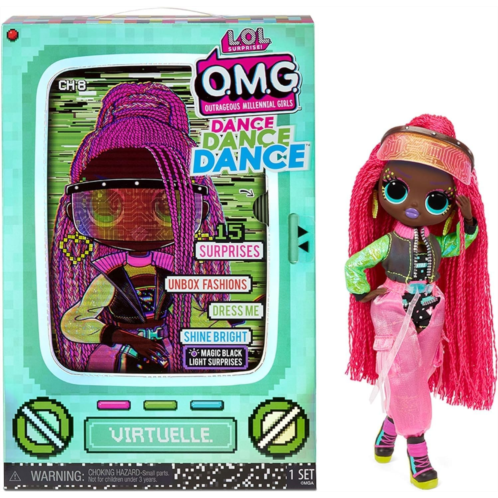 L.O.L. Surprise! LOL Surprise OMG Dance Dance Dance Virtuelle Fashion Doll with 15 Surprises Including Magic Black Light, Shoes, Hair Brush, Doll Stand and TV Package - Great Gift for Girls Ages 4+
