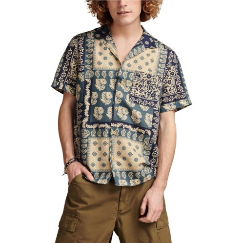 Lucky Brand Floral Print Short Sleeve Camp Collar