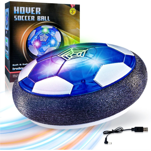 Linkowin Hover Soccer Ball Kids Toys, USB Rechargeable Hover Ball with Protective Foam Bumper and Colorful LED Lights, Air Power Soccer Hover Ball for Kids Soccer Game for 3 4 5 6 7 8-12 Ye