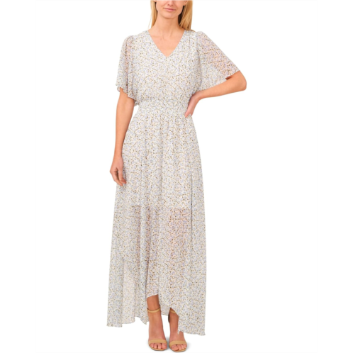 Womens CeCe Smocked Waist Flowy Sleeve Maxi Dress
