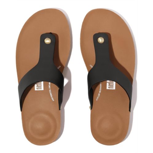 Womens FitFlop Iqushion Leather Toe-Post Sandals