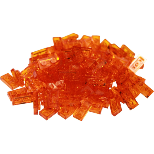 LEGO Parts and Pieces: Transparent Orange (Transparent Bright Orange) 1x2 Plate x100